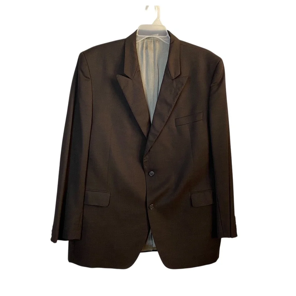 Jack Victor Super 110s Wool Blazer 48L Men's Suit Jacket Brown Two Button